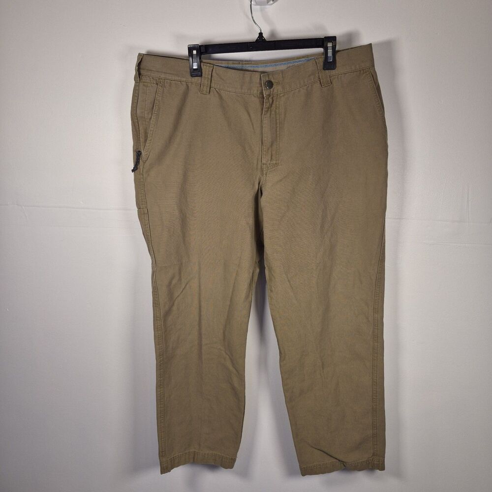 Columbia Mens Work Pants Size 40x30 (40x29) Beige Canvas Straight Utility Cargo